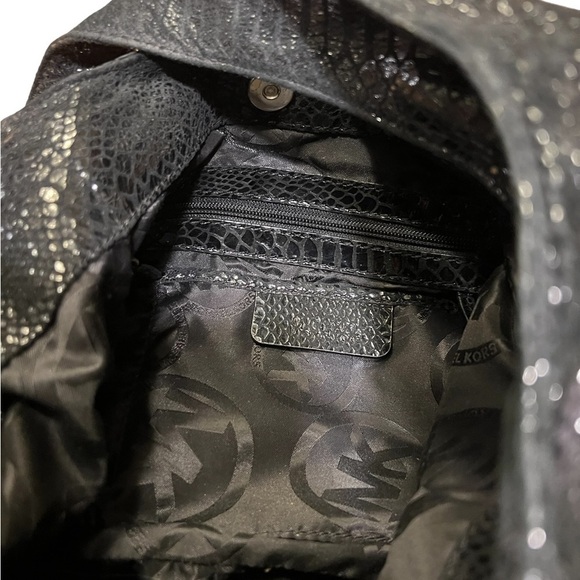 Michael Kors Fulton Python Embossed Black Shoulder Bag​ - Picture 4 of 7